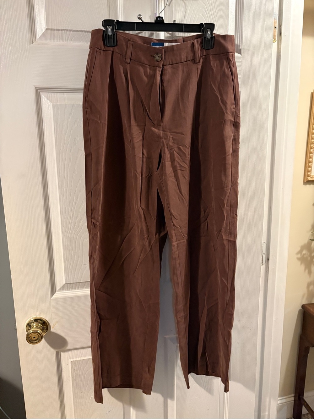 Old Navy Rust-Brown High-Waist Wide-Leg Trousers